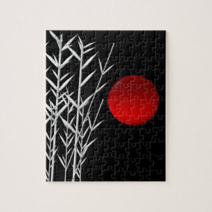 Puzzle Soleil rouge noir blanc zen