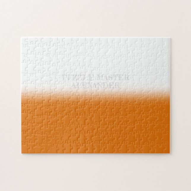 Puzzle Solid Orange and White Secret Message Personalized (Horizontal)