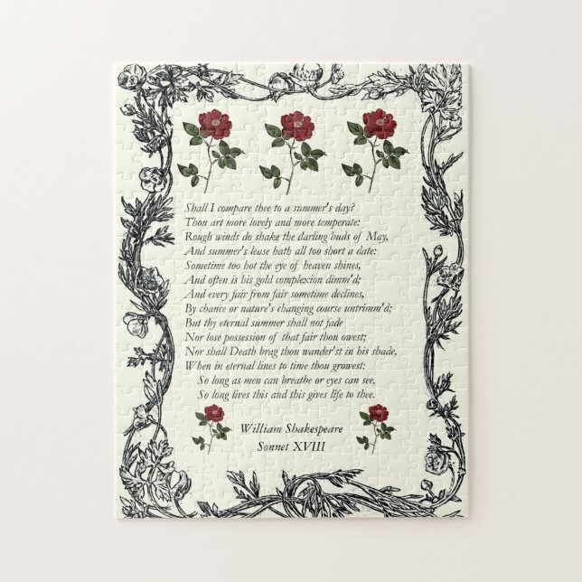 Puzzle Sonnet # 18 par William Shakespeare (Vertical)