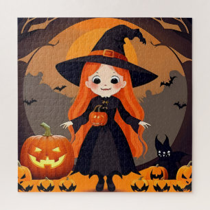 Puzzle Sorcier adorable dans un décor d'Halloween avec de