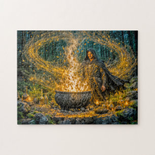 Puzzle Sorcier de fantasy dynamique avec chaudron magique