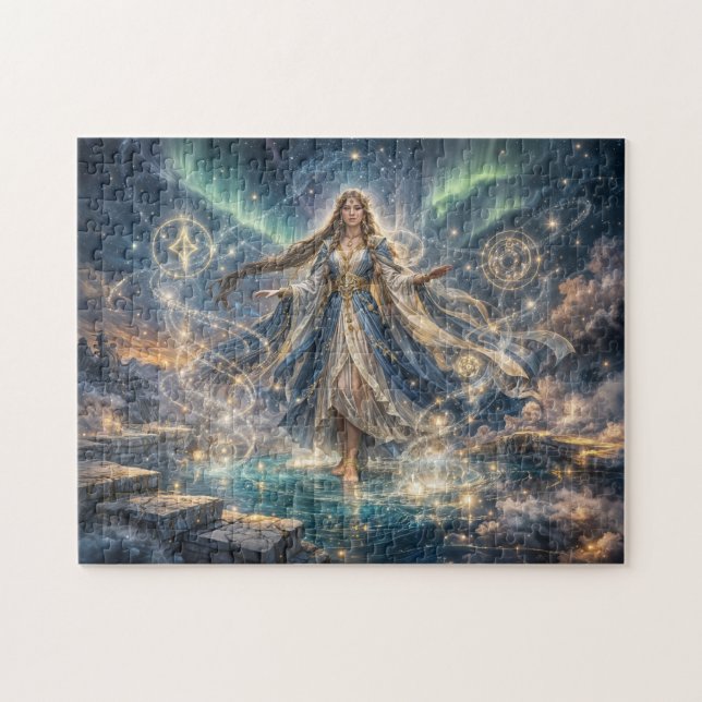 Puzzle Sorcière Céleste Mystique Fantastique Dorée (Horizontal)