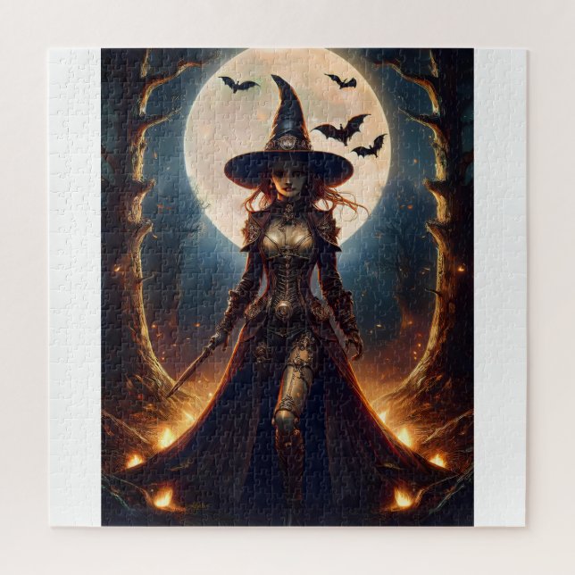 Puzzle Sorcière de la forêt Steampunk Halloween (Vertical)