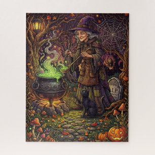 Puzzle Sorcière d'Halloween, Cadeau de Chat Noir r