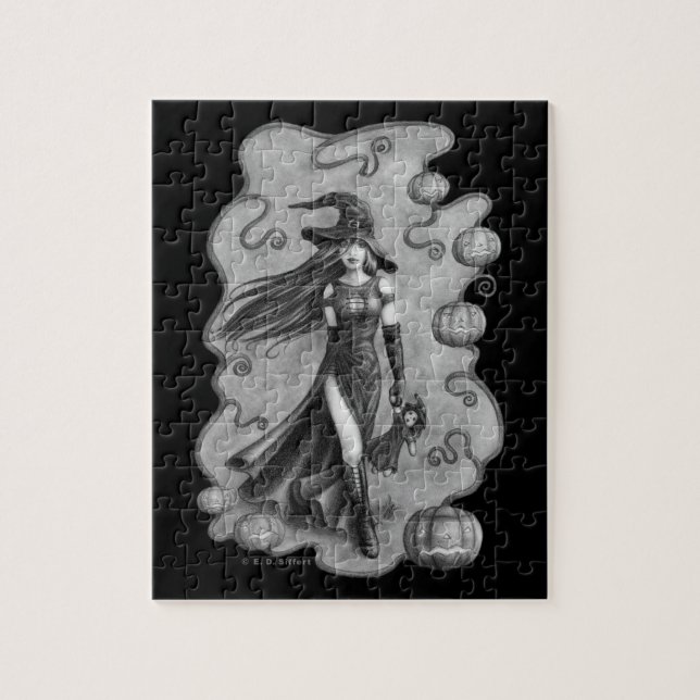 Puzzle Sorcière et poupée Halloween (Vertical)