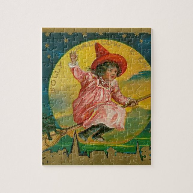 Puzzle Sorcière gaie de cru de Halloween (Vertical)