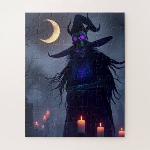 Puzzle Sorcière Gothique Mystique – Crâne Lumineux