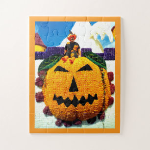 Puzzle Sorcière sur citrouille effrayant