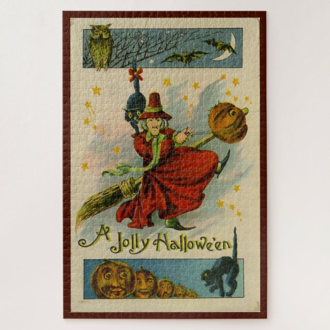 Puzzle Sorcière vintage d'Halloween (Vertical)