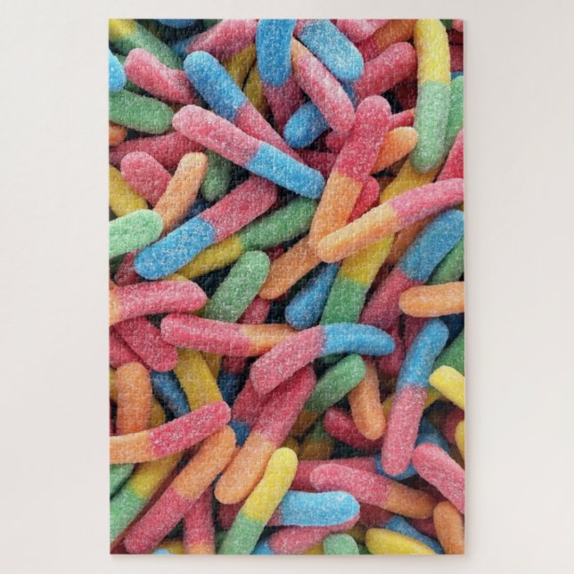 Puzzle Sour Gummy Worms (Vertical)