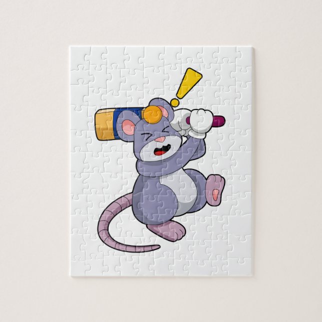 Puzzle Souris au cricket avec chauve-souris de cricket (Vertical)