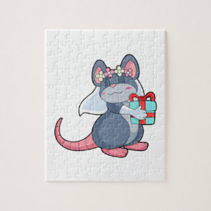 Puzzle Souris comme mariée avec voile & cadeau.PNG