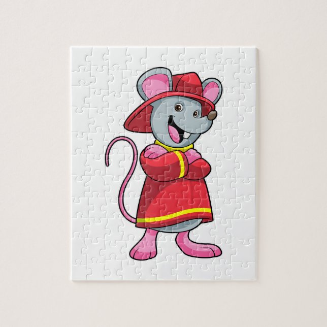 Puzzle Souris comme pompier avec casque (Vertical)