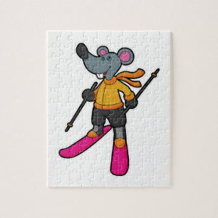 Puzzle Souris comme skieur avec ski