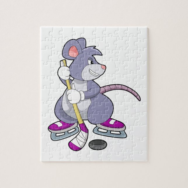 Puzzle Souris de hockey sur glace avec bâton de hockey su (Vertical)