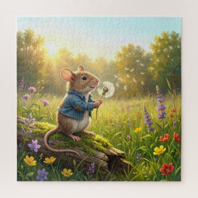 Puzzle Souris soufflant sur des semis de pissenlit (Vertical)