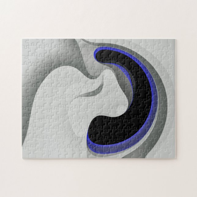 Puzzle Sous le bleu : gris Abstrait, noir et bleu (Horizontal)