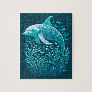 Puzzle Sous le dauphin bleu marine
