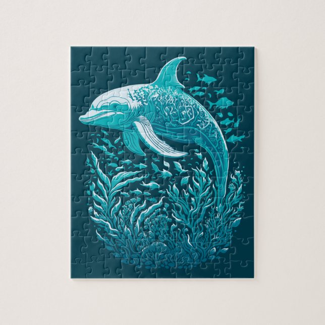 Puzzle Sous le dauphin bleu marine (Vertical)