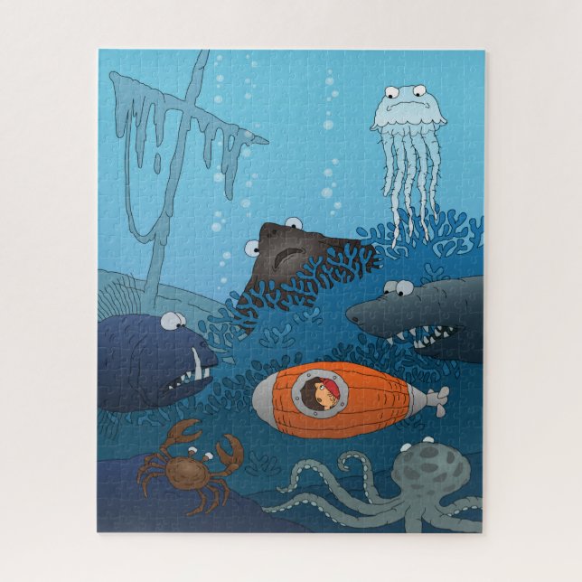 Puzzle Sous-marin caricature pour enfants sous-marin sous (Vertical)