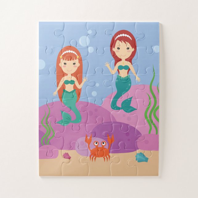 Puzzle sous-marin de sirènes mignonnes de fond de (Vertical)