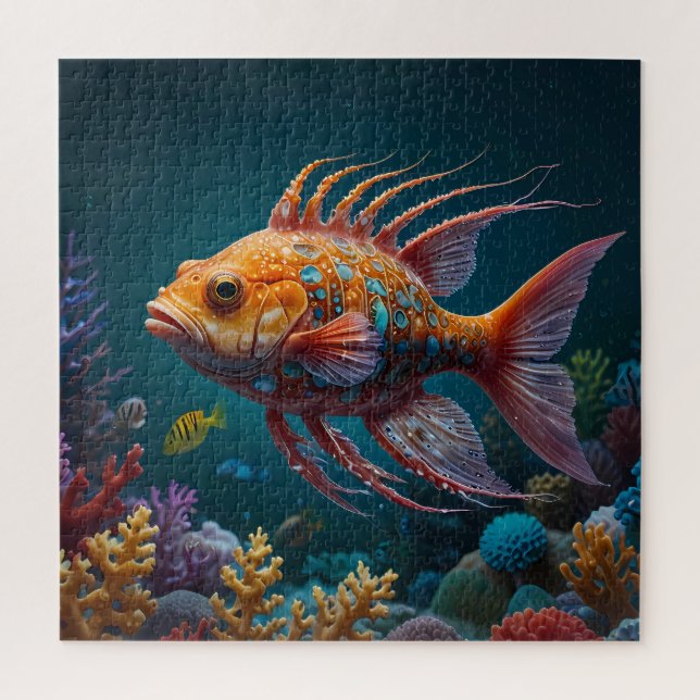 Puzzle sous-marin d'une aventure de poisson orange (Vertical)