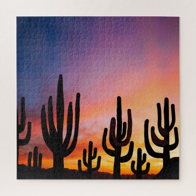 Puzzle Southwestern Desert Landscape Cactus Sunrise Image (Vertical)