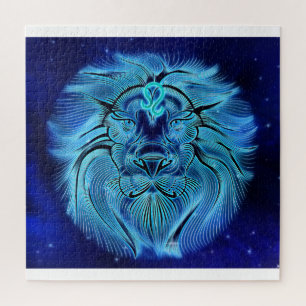 Puzzle Soyez un roi, soyez un lion, bleu, signe du zodiaq
