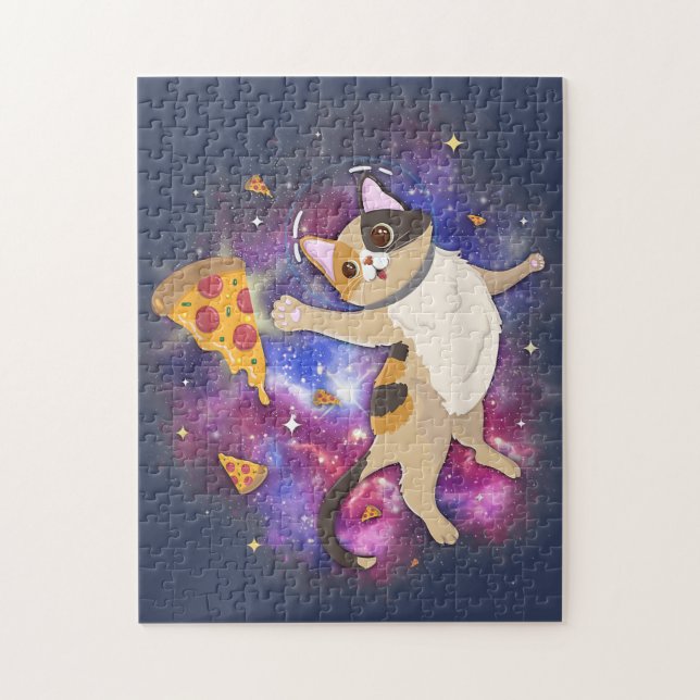 Puzzle Space Cat Kitten Astronaut Funny Pizza Mars Alien (Vertical)