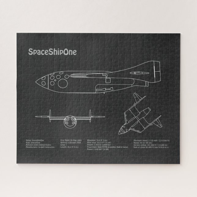 Puzzle SpaceShipOne - Plans de dessin plan d'avion PD (Horizontal)