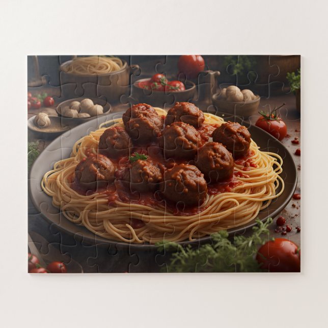 Puzzle Spaghetti et boulettes de viande (Horizontal)