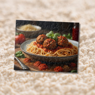 Puzzle Spaghetti et boulettes de viande dans l'assiette