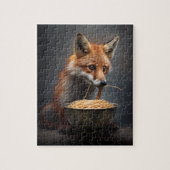Puzzle Spaghetti mangeant de Renard Rouge (Vertical)