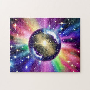 Puzzle Sphère de disco miroir arc-en-ciel dans l'espace