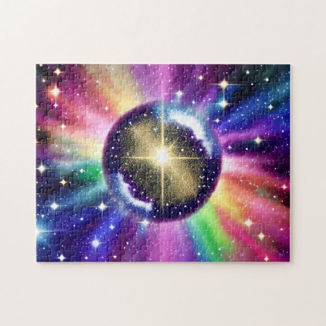 Puzzle Sphère de disco miroir arc-en-ciel dans l'espace (Horizontal)