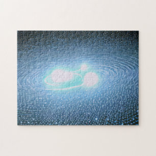 Puzzle sphères cosmiques blanches brillantes tournantes d