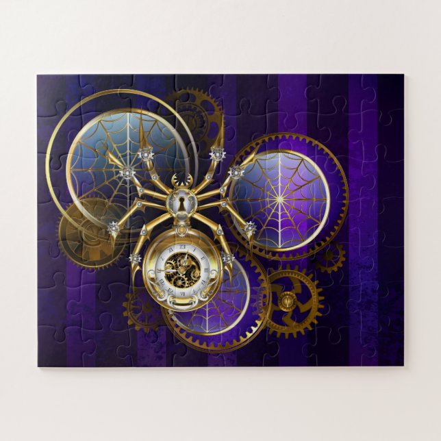 Puzzle Spider Steampunk sur Arrière - plan pourpre (Horizontal)