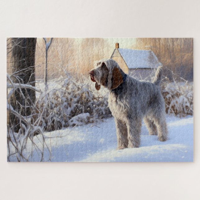 Puzzle Spinone Italiano Qu'il neige Noël (Horizontal)