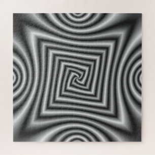 Puzzle Spirale angulaire en noir et blanc