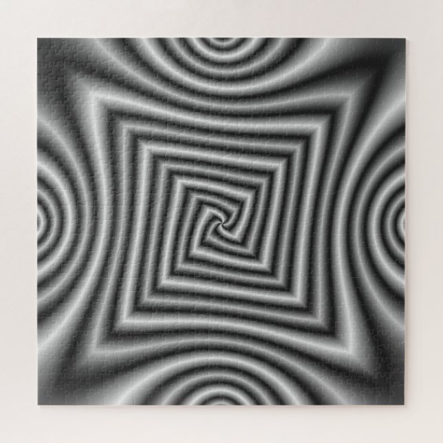 Puzzle Spirale angulaire en noir et blanc (Horizontal)