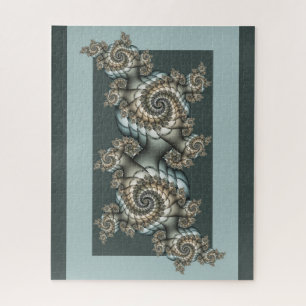 Puzzle Spirales d'art fractal beige abstrait bleu clair