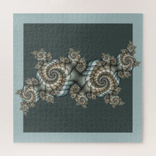 Puzzle Spirales d'art fractal beige bleu clair abstrait