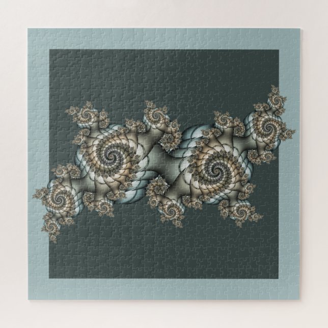 Puzzle Spirales d'art fractal beige bleu clair abstrait (Horizontal)