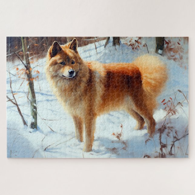 Puzzle Spitz Finlandais Laisser Neige Noël (Horizontal)