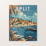 Puzzle Split Croatie Travel Art Vintage<br><div class="desc">Fractionner la conception de déplacement vectoriel rétro. Split,  historiquement connue sous le nom de Spalato,  est la deuxième plus grande ville de Croatie après la capitale Zagreb,  la plus grande ville de Dalmatie et la plus grande ville de la côte croate.</div>