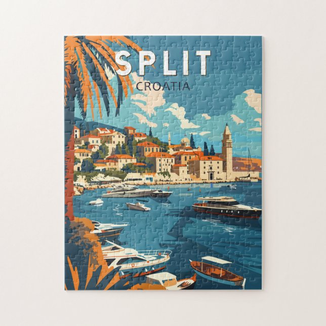 Puzzle Split Croatie Travel Art Vintage (Vertical)