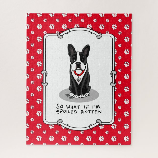 Puzzle Spoiled Rotten Boston Terrier (noir) mignon chien (Vertical)