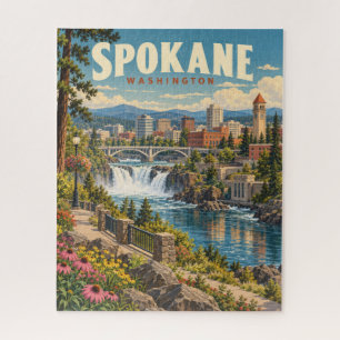 Puzzle Spokane vintage Washington Chutes de la rivière