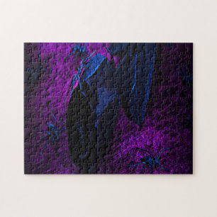 Puzzle Spooky Black Material Rose, Black Spiders
