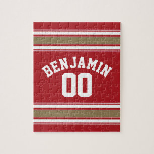 Puzzle Sports Jersey Red and Gold Stripes Nom Numéro